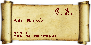 Vahl Markó névjegykártya